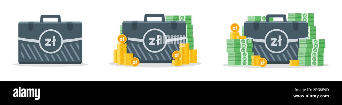 Icônes de cas d'argent Zloty polonais Illustration de Vecteur
