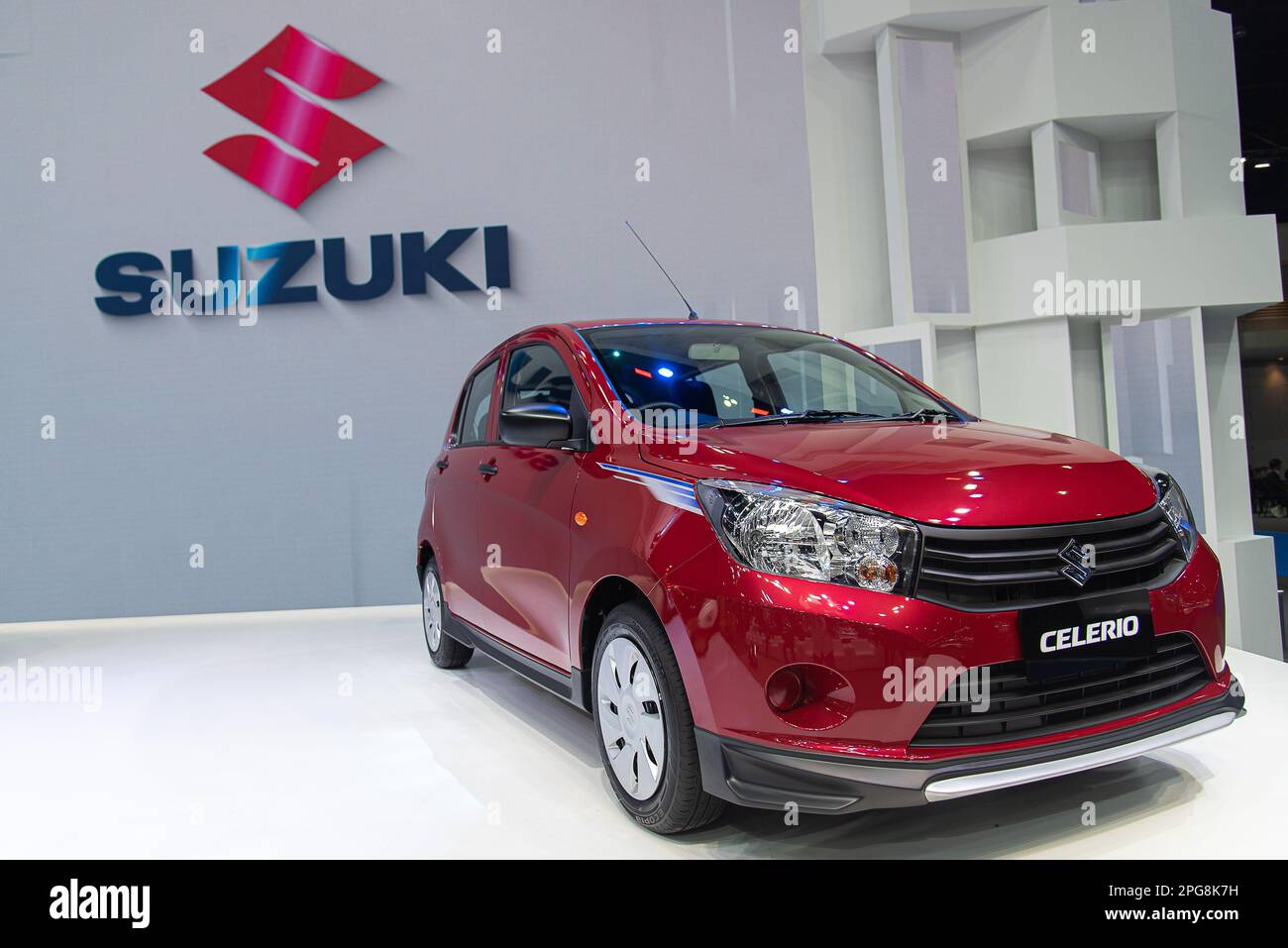 Nonthaburi, Thaïlande. 21st mars 2023. Une voiture Suzuki Celerio vue pendant l'événement. Le salon international de l'automobile de Bangkok 44th s'est tenu à impact Muang Thong à Nonthaburi, où plus de 40 grandes marques de constructeurs automobiles ont participé à l'exposition annuelle de leurs produits et technologies automobiles, y compris les nouveaux véhicules électriques. Crédit : SOPA Images Limited/Alamy Live News Banque D'Images