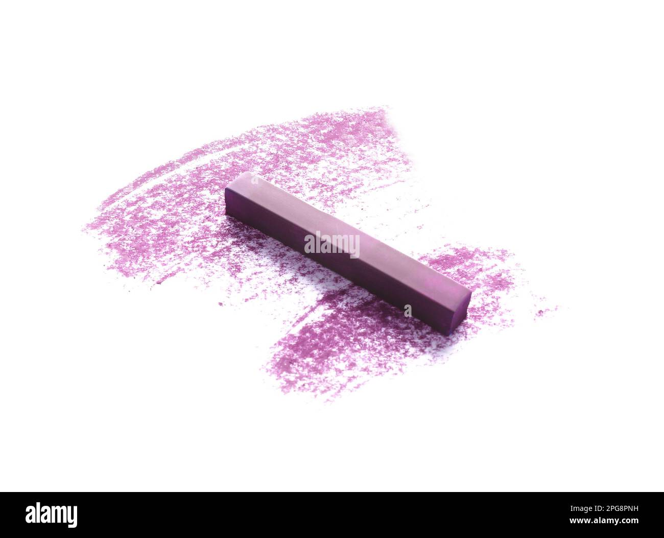 Craie pastel violet sur feuille de papier avec griffonnage. Matériau de dessin Banque D'Images