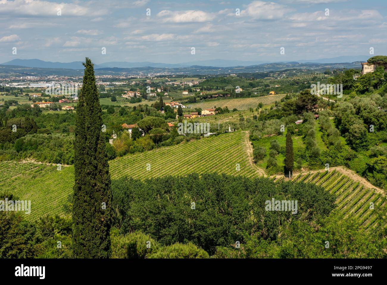 San Miniato, province de Pise, paysage des collines de Toscane au printemps au coeur de la Toscane - Italie centrale, Europe Banque D'Images