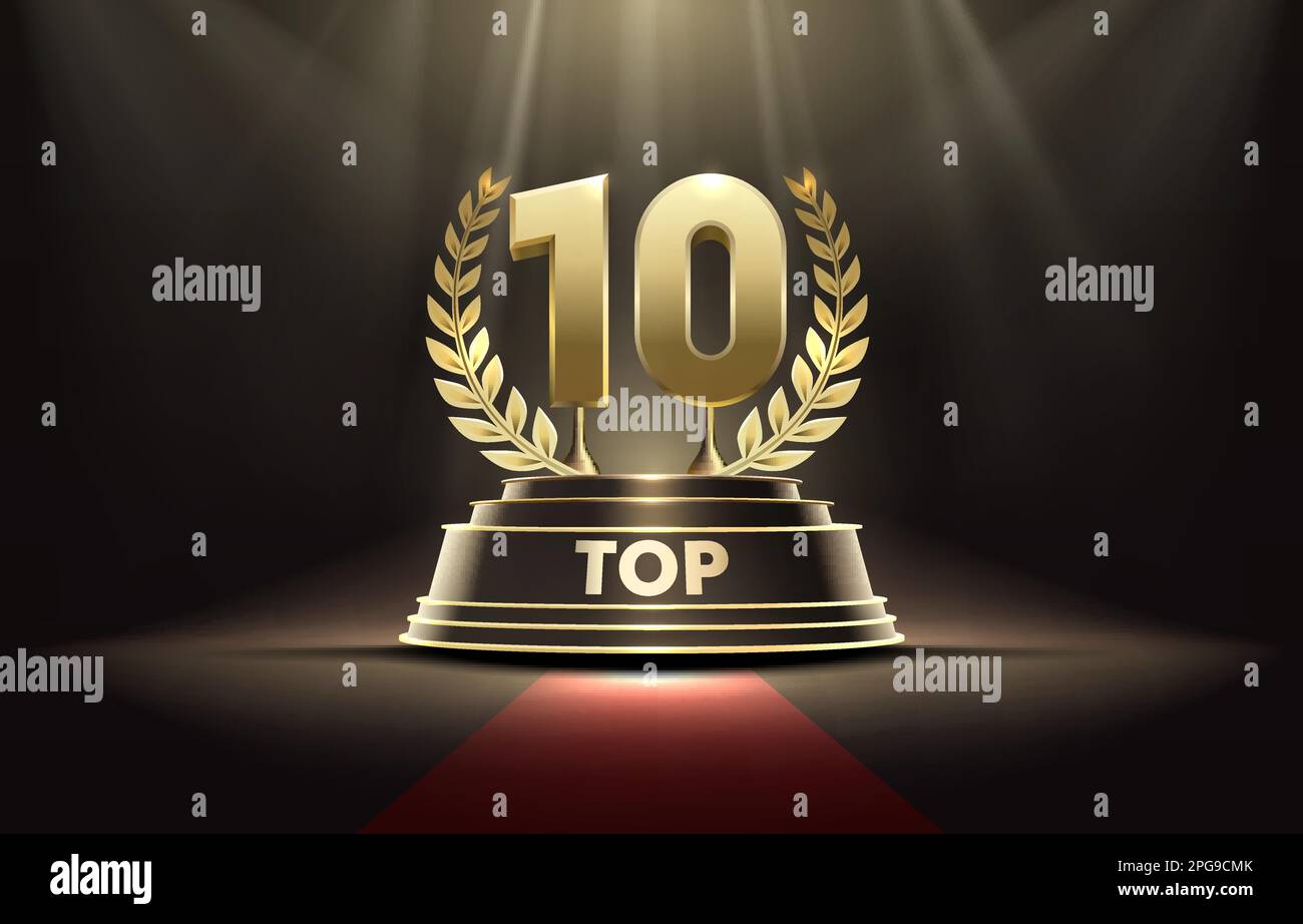Affiche du prix du meilleur podium des 10 meilleures, objet doré. Illustration vectorielle Illustration de Vecteur