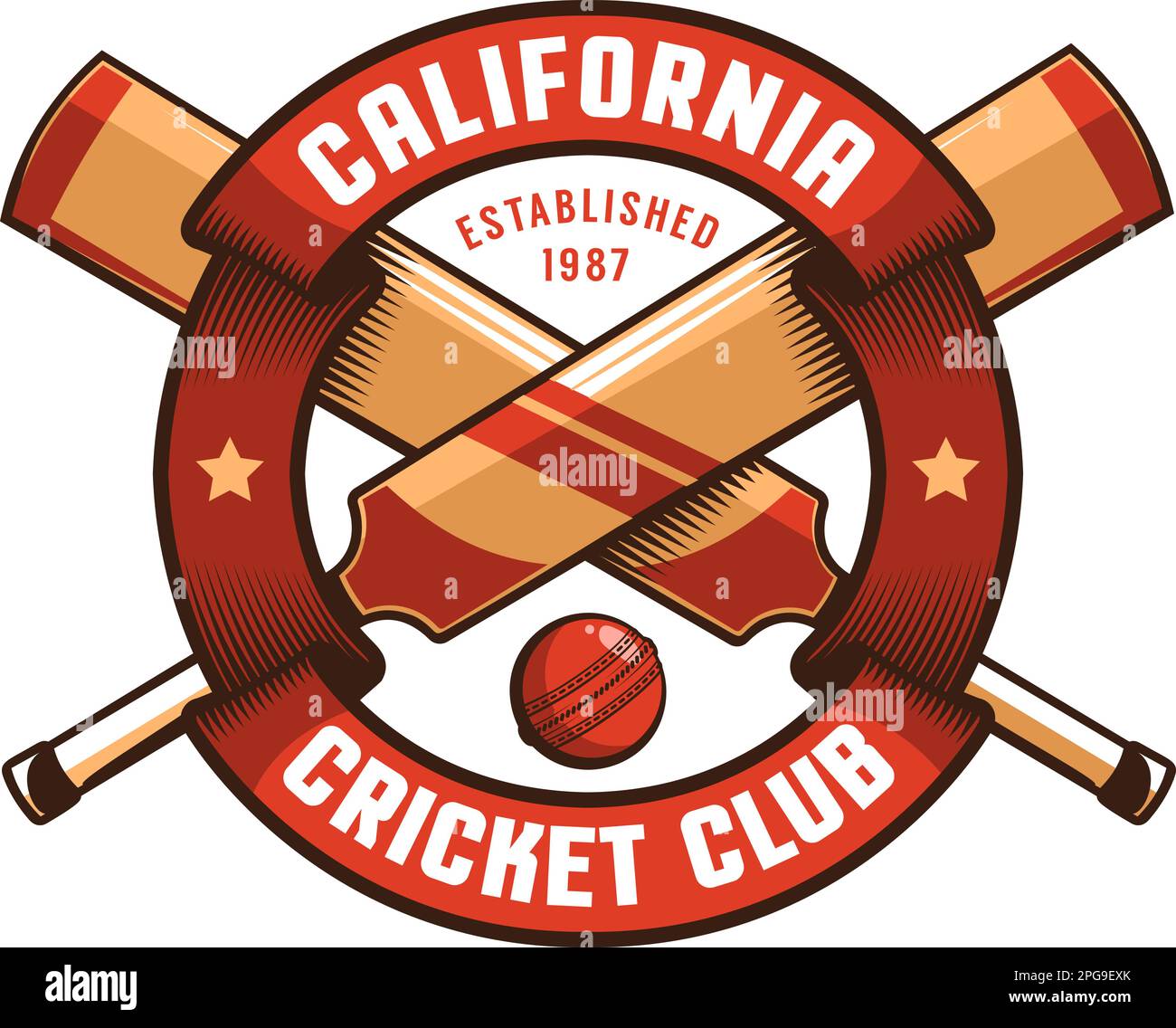 Emblème rétro du club de cricket Illustration de Vecteur