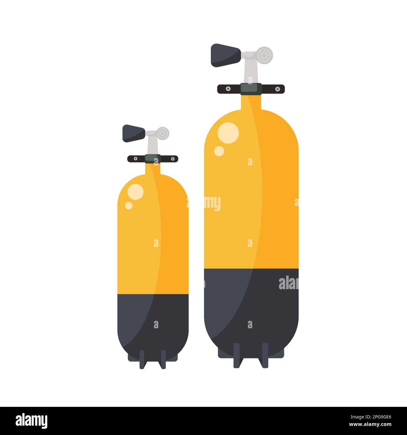 Bouteilles de plongée. Plongée plongée sous-marine matériel, équipement pour la plongée vecteur illustration de dessin animé Illustration de Vecteur