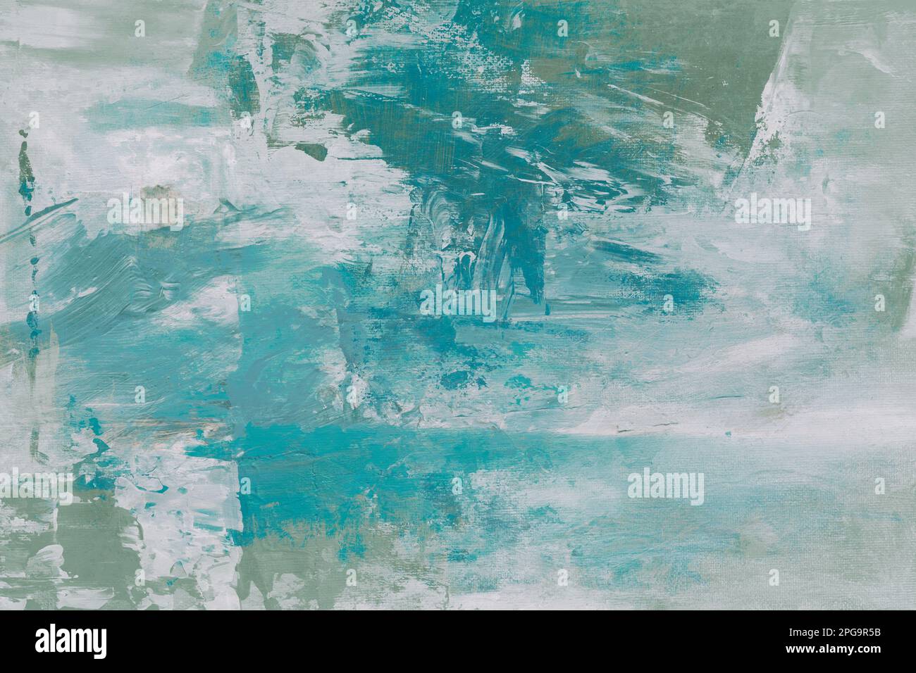 Toile colorée cyan et verte, peinture abstraite grunge arrière-plan Banque D'Images
