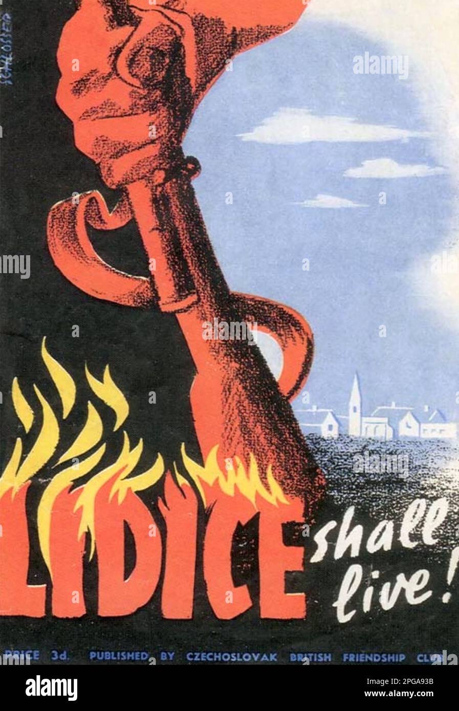 BROCHURE BRITANNIQUE de WW2 commémorant le massacre de Lidice en juin 1942 Banque D'Images