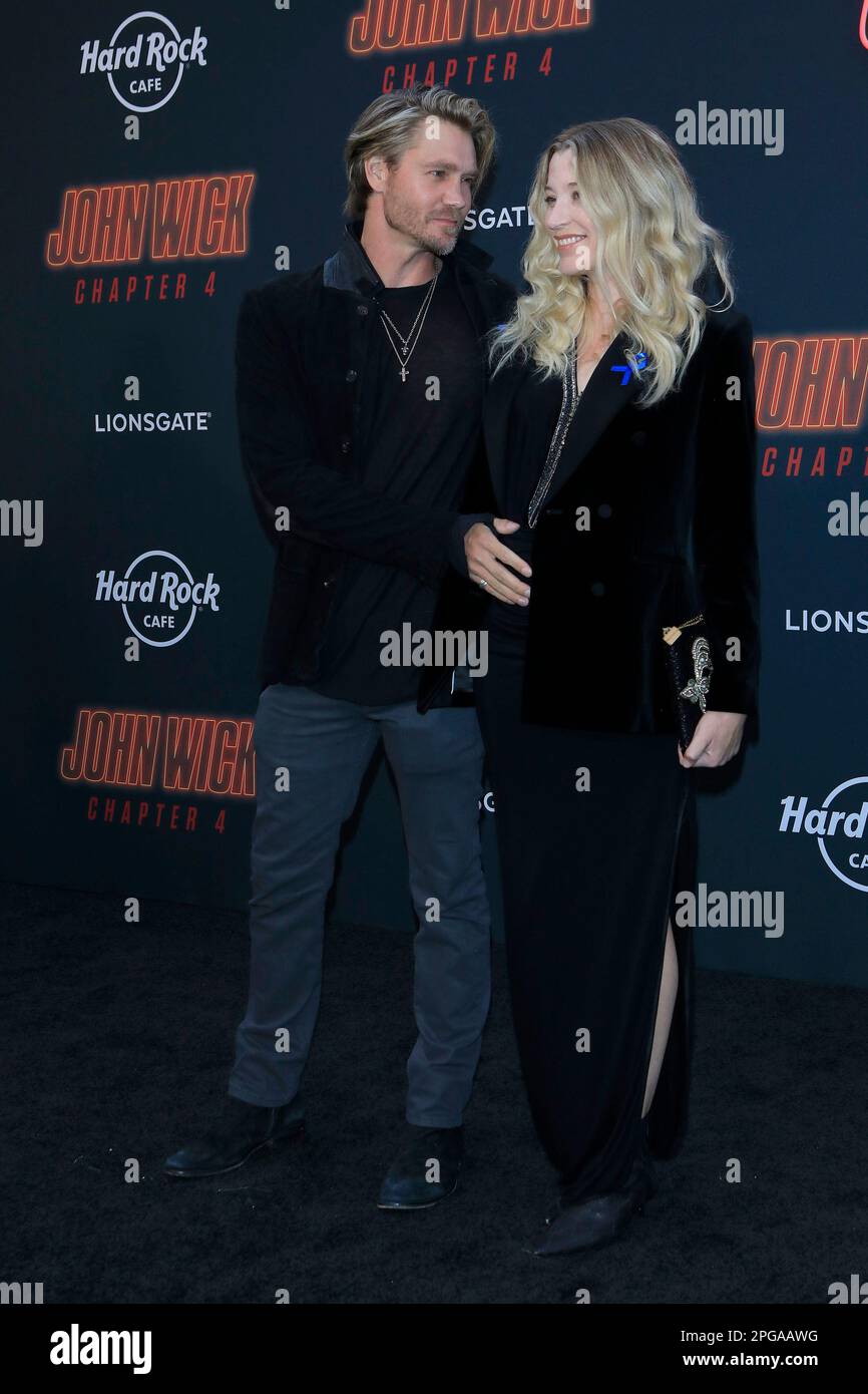 18 janvier 2023, Los Angeles, Californie, Etats-Unis: LOS ANGELES - 23 MARS 2023: Chad Michael Murray, Sarah Roemer à la première de Lionsgate John Wick: Chapitre 4 au Théâtre chinois IMAX de TCL. (Credit image: © Nina Prommer/ZUMA Press Wire) USAGE ÉDITORIAL SEULEMENT! Non destiné À un usage commercial ! Banque D'Images