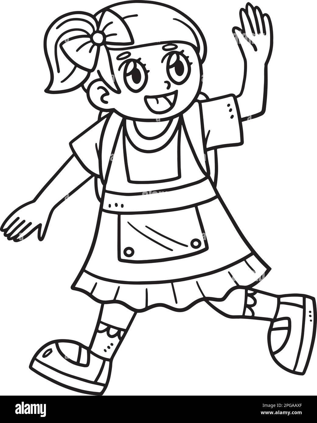 Retour à l'école fille étudiant coloration isolée Illustration de Vecteur