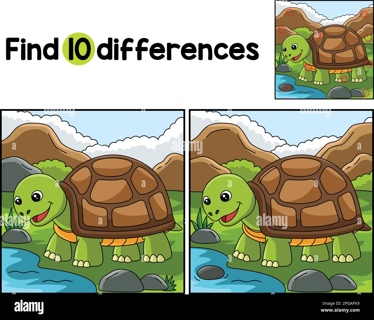 Animal tortue trouver les différences Illustration de Vecteur