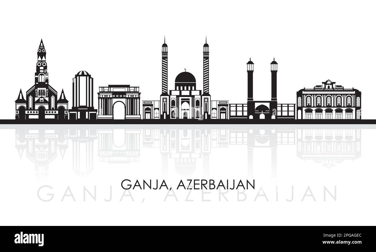 Silhouette Skyline panorama de la ville de Ganja, Azerbaïdjan - illustration vectorielle Illustration de Vecteur