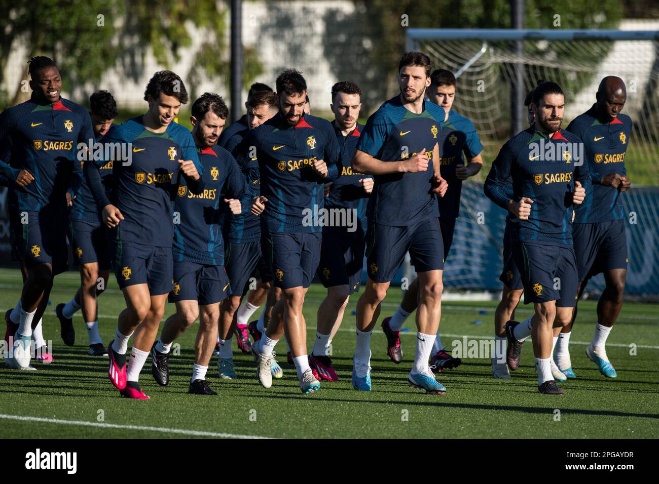 Oeiras, Portugal. 21st mars 2023. Portugal joueurs de l'équipe vus pendant la session d'entraînement à Cidade do Futebol terrain d'entraînement à Oeiras. L'équipe de football du Portugal s'entraîne avant les matchs de qualification de l'Euro 2024 contre le Liechtenstein et le Luxembourg. (Credit image: © Hugo Amaral/SOPA Images via ZUMA Press Wire) USAGE ÉDITORIAL SEULEMENT! Non destiné À un usage commercial ! Banque D'Images