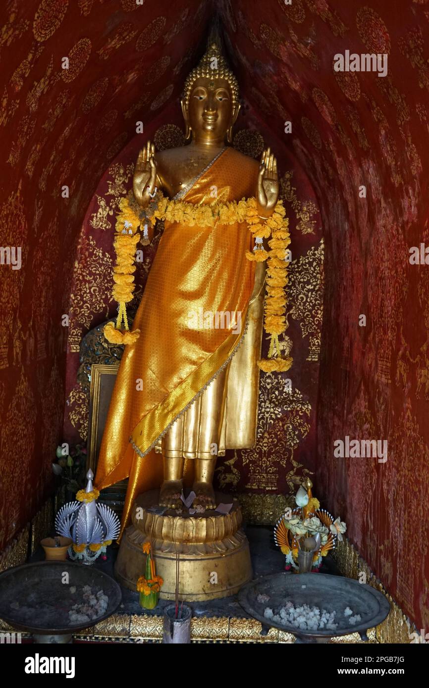 Bouddha, Wat Xieng Thong, Luang Prabang, Laos Banque D'Images
