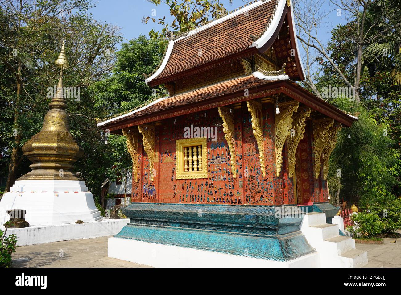 Wat Xieng Thong, Luang Prabang, Laos Banque D'Images