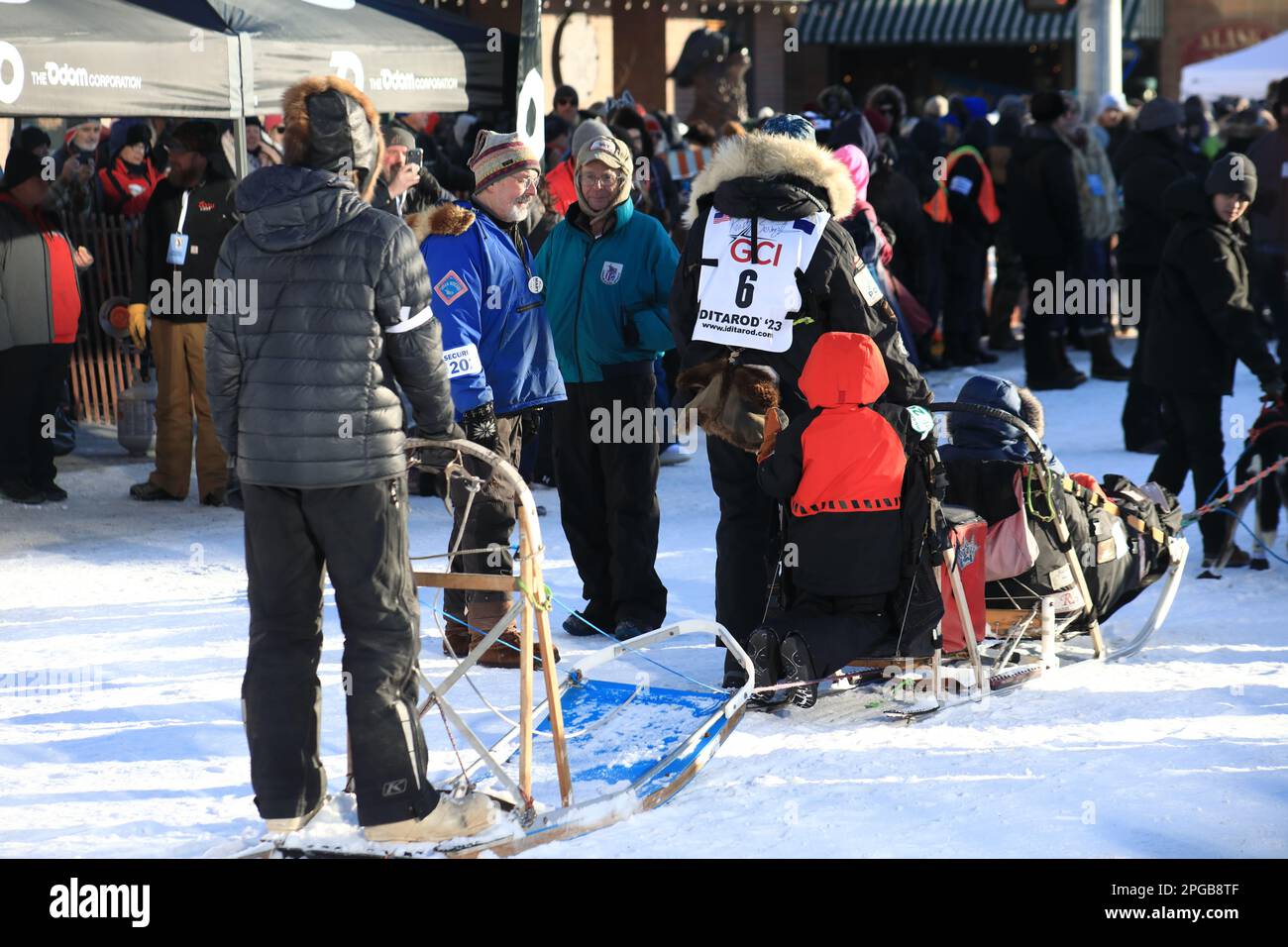 Course Iditarod à Anchorage Banque D'Images