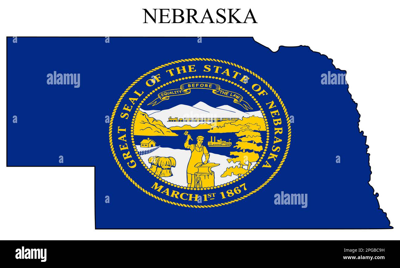 Illustration du vecteur de carte Nebraska. Économie mondiale. État en Amérique. Amérique du Nord. États-Unis. Amérique. ÉTATS-UNIS Illustration de Vecteur