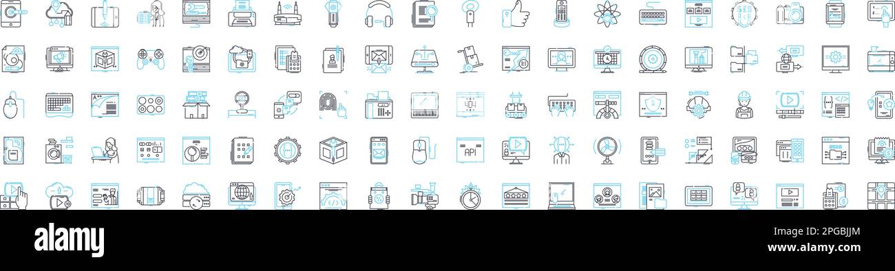 Jeu d'icônes de lignes vectorielles Cloud Computing. Cloud, informatique, stockage, services, SaaS, PaaS, illustration IaaS, présente les symboles et les signes du concept Illustration de Vecteur