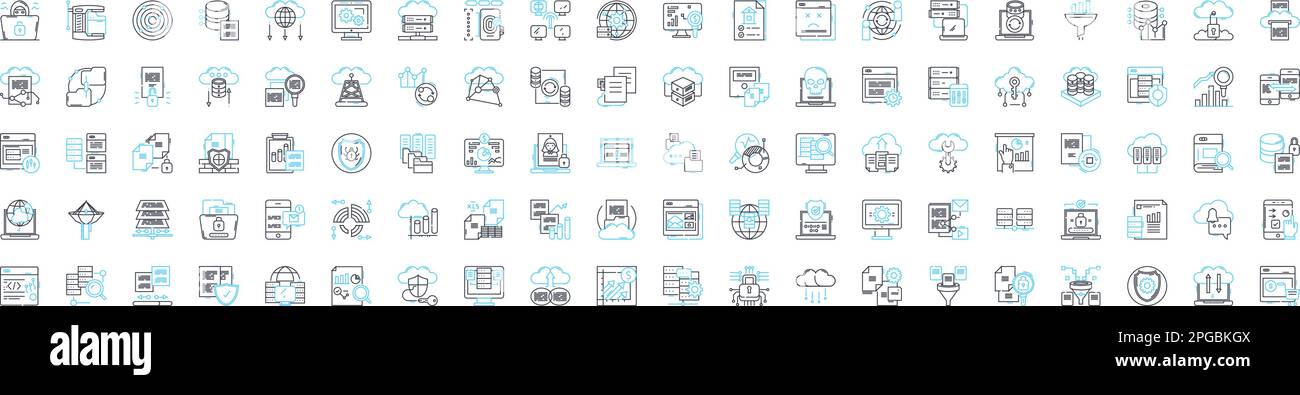 Ensemble d'icônes de lignes vectorielles de développement de cloud. Cloud, développement, plate-forme, architecture, déploiement, Gestion, présentation de l'illustration de l'infrastructure Illustration de Vecteur