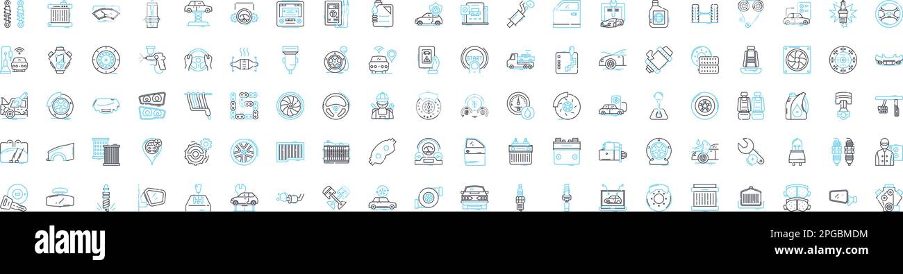 Achetez un jeu d'icônes de ligne de vecteur de voiture. Budget, financement, prêt, crédit, location, L'illustration intérêts, assurance présente des symboles et des signes conceptuels Illustration de Vecteur