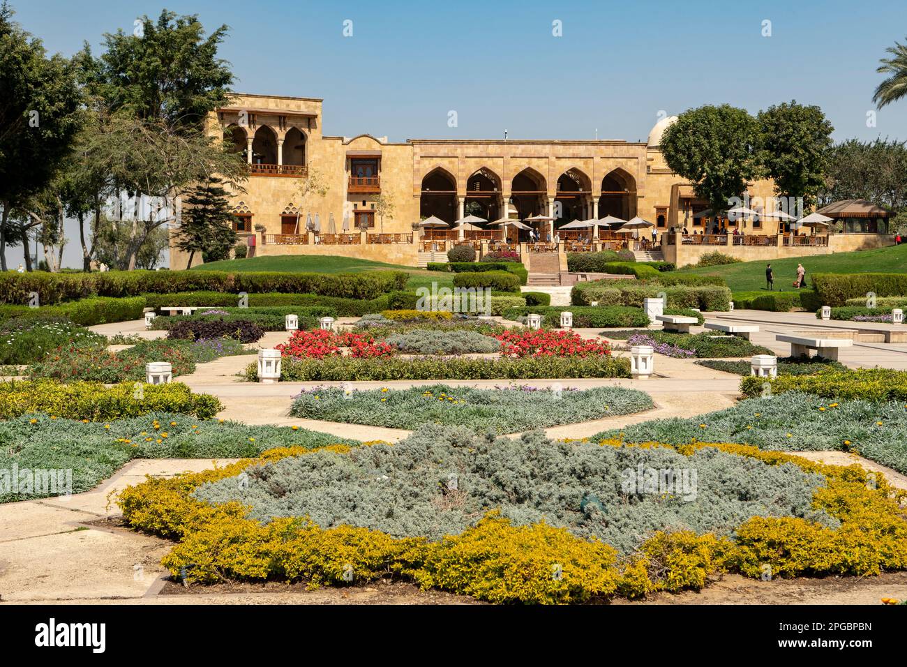 Jardins dans le parc Al Azhar, le Caire, Egypte Banque D'Images