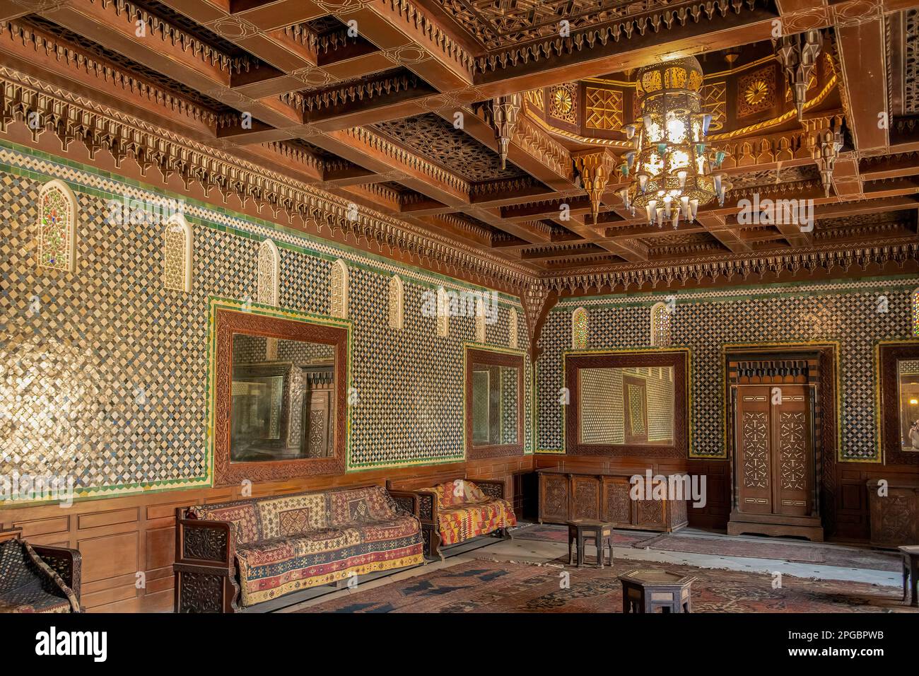 Salle de réunion au Palais de Muhammad Ali, le Caire, Égypte Banque D'Images