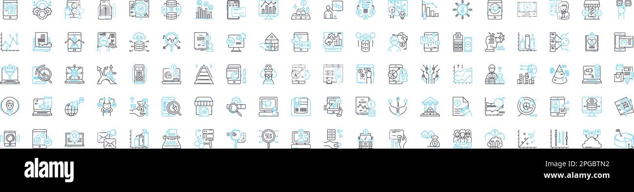 Ensemble d'icônes de ligne vectorielle d'entreprise de marketing de réseau. Réseau, Marketing, entreprise, MLM, Direct, Symboles de concept de présentation des illustrations maison Illustration de Vecteur