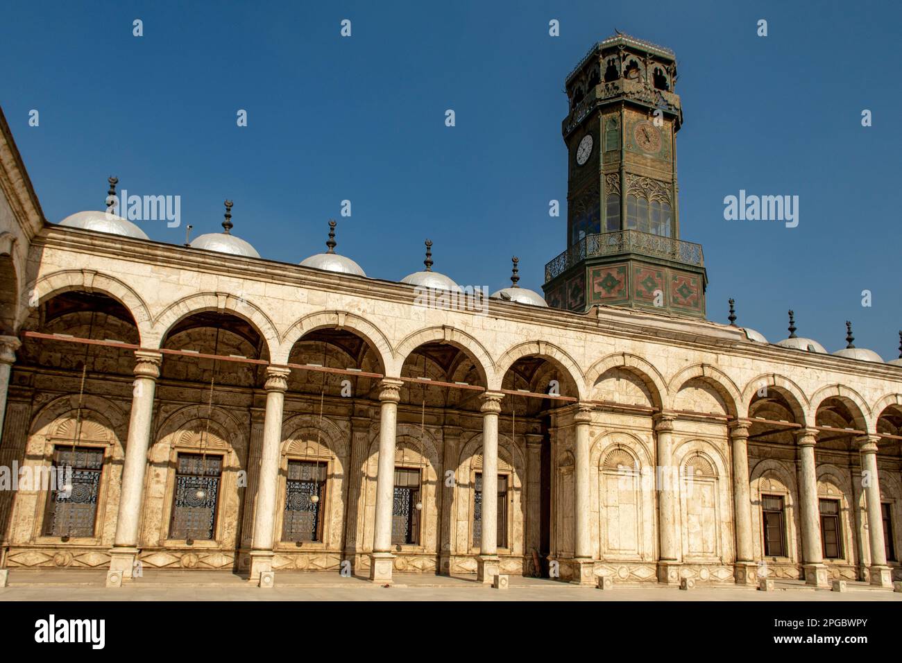 Tour de l'horloge dans la mosquée de Mohamed Ali, le Caire, Egypte Banque D'Images