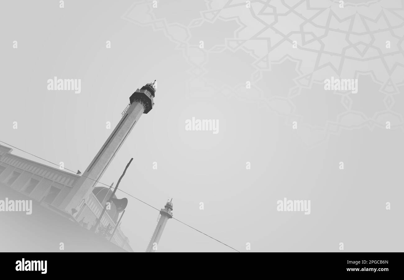 Ramadan Kareem minimalisme simple fond gris pâle. Salutation pour Ramadan Moubarak, Eid Moubarak. Bonne idée de Ramadan, bonne idée de carte de vœux Eid. Saint Mo Banque D'Images