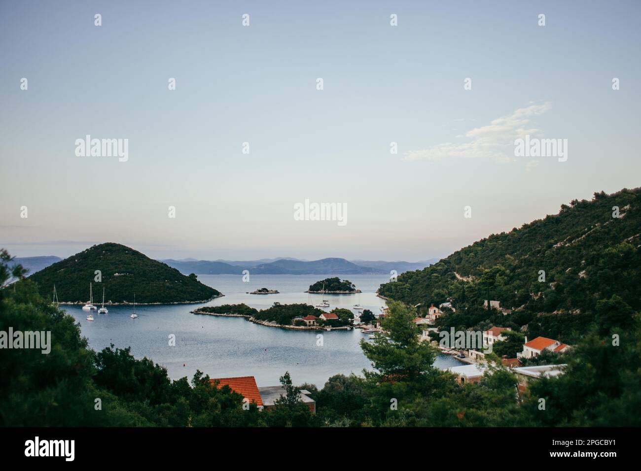 Vue sur l'île de Mljet dans le sud de la Croatie. Banque D'Images