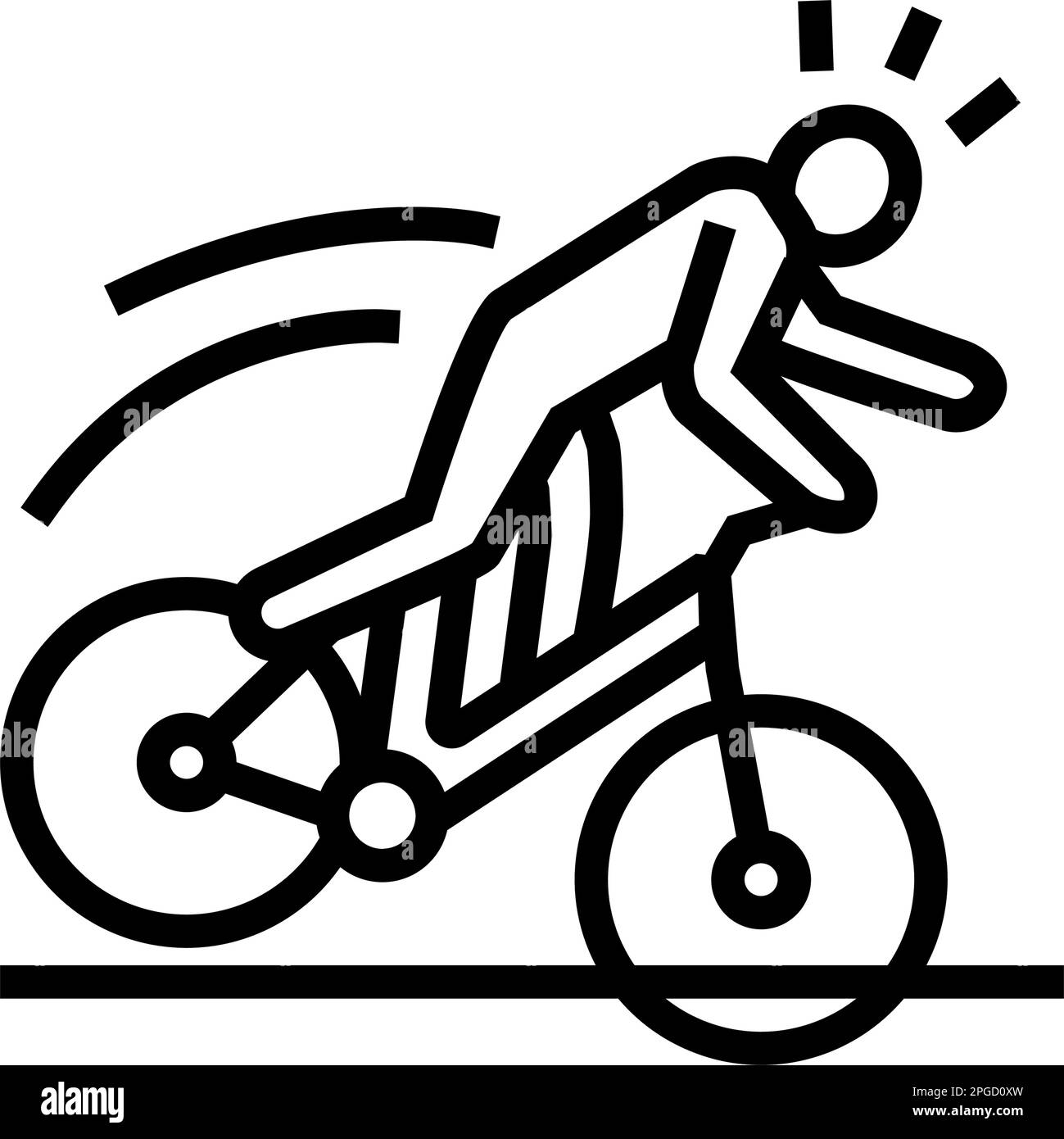 vélo d'automne homme accident ligne icône illustration vectorielle Illustration de Vecteur
