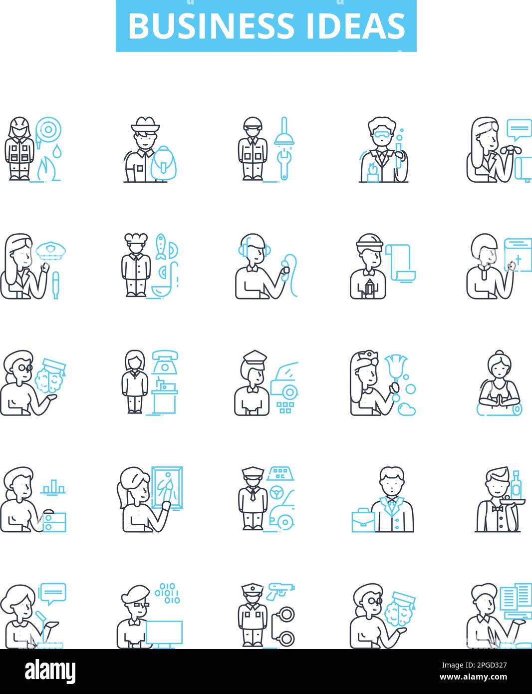 Ensemble d'icônes de lignes vectorielles Business Ideas. Innovation, entrepreneuriat, franchise, démarrage, Marketing, Fusion, concept d'illustration de mise en réseau Illustration de Vecteur