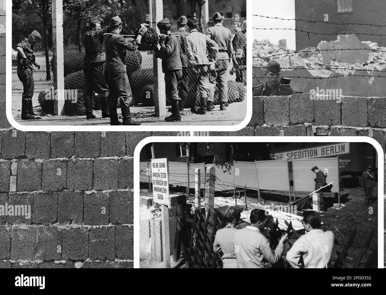 1961, le mur de Berlin (Allemagne) pendant sa construction Banque D'Images