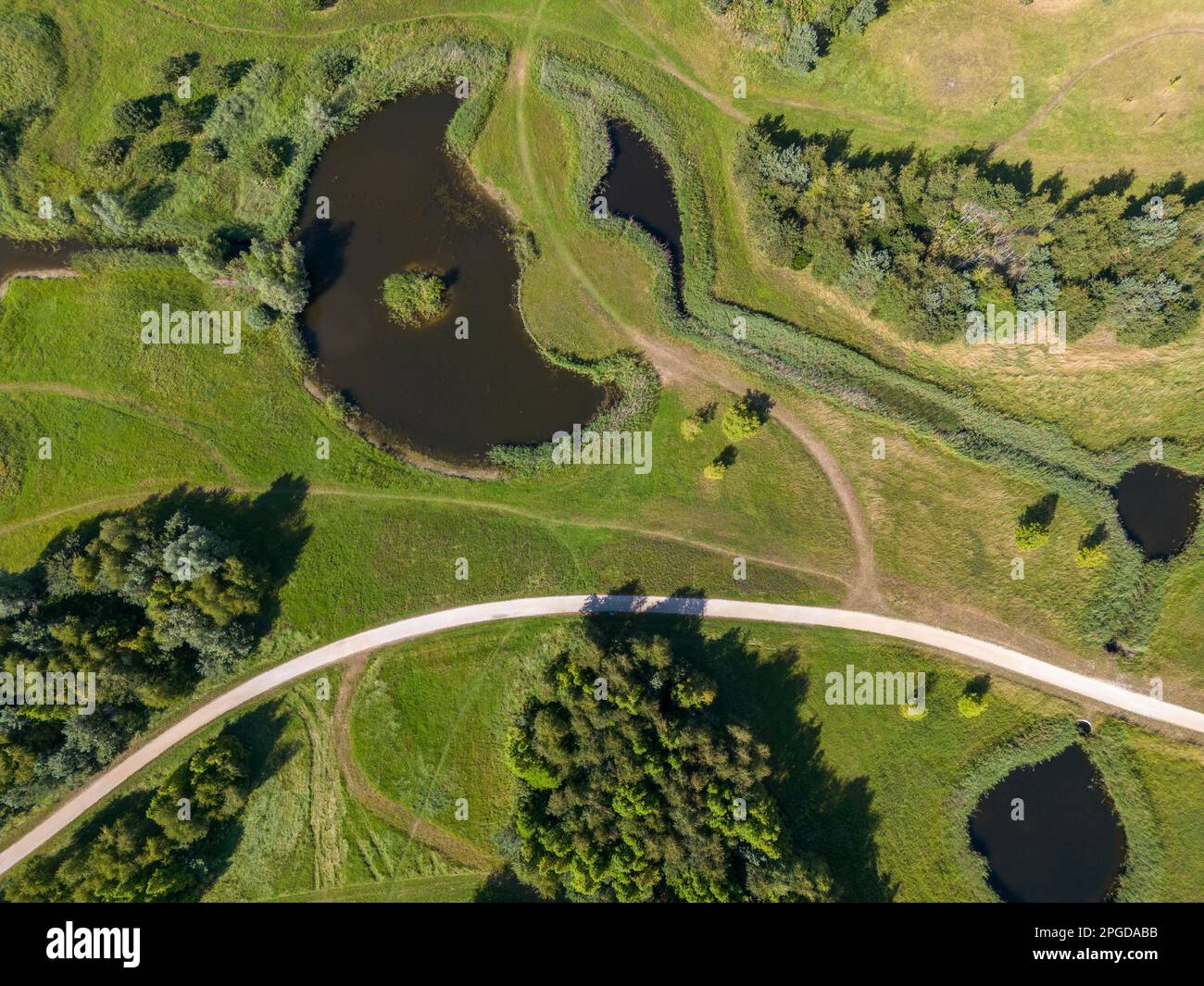 Vue aérienne avec le parc Van Luna, Heerhugowaard, Hollande du Nord, pays-Bas, Europe Banque D'Images