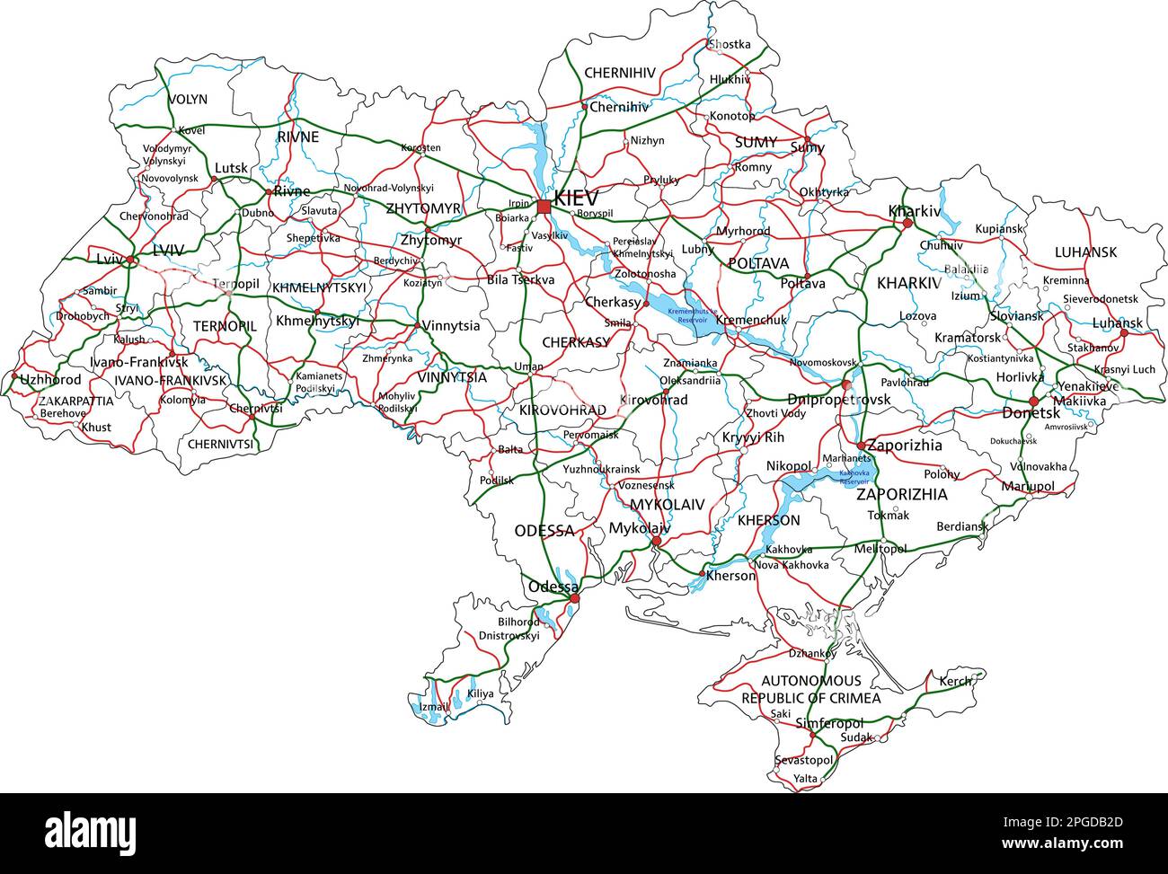 Carte routière et routière de l'Ukraine. Illustration vectorielle. Illustration de Vecteur