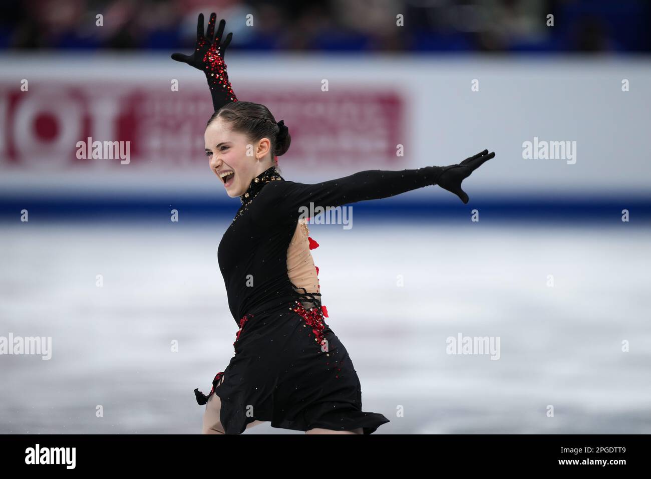 Saitama, Japon. 22nd mars 2023. Isabeau Levito, des États-Unis, se produit pendant le programme féminin Short aux Championnats de patinage artistique Wrold de l'UIP à Saitama Super Arena à Saitama, Japon, 22 mars 2023. Credit: Zhang Xiaoyu/Xinhua/Alay Live News Banque D'Images