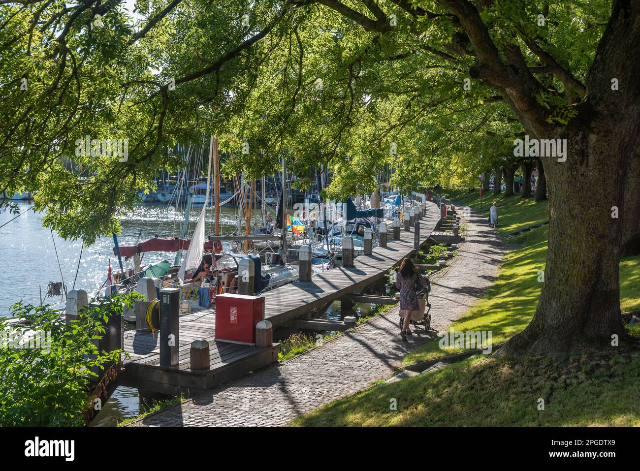 Promenade à Buitenhaven, Enkhuizen, Hollande-Nord, pays-Bas, Europe Banque D'Images