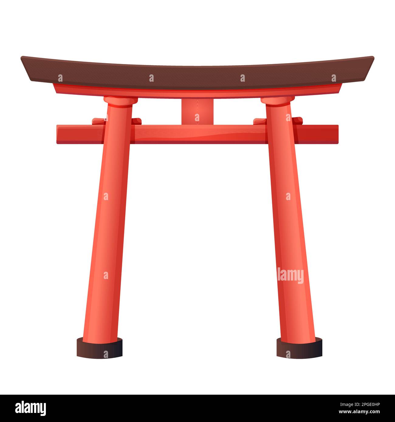 Portevoûte torii japon, entrée avec colonnes en bois de couleur rouge