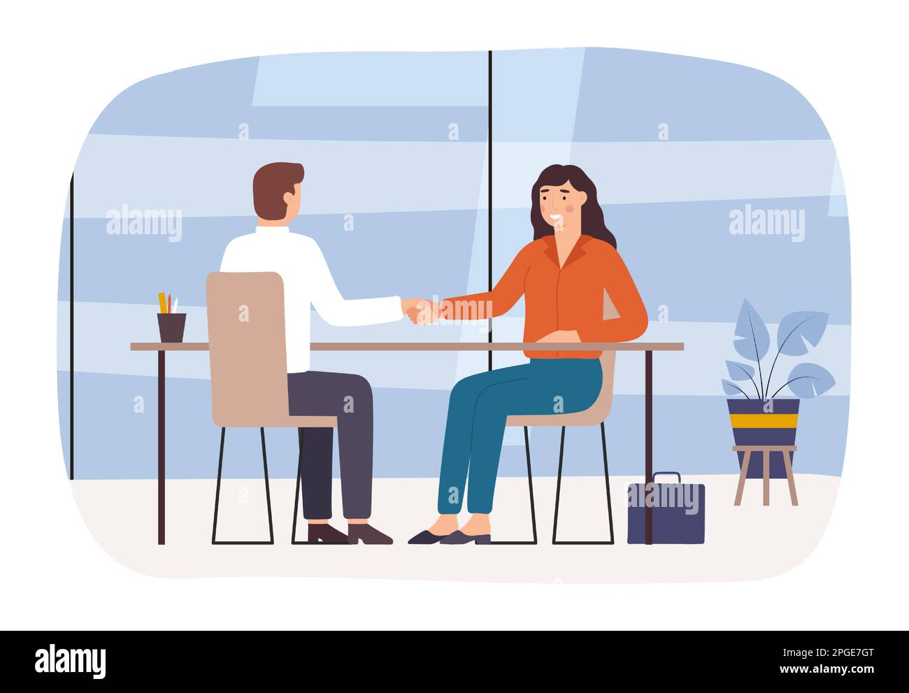 Des partenaires commerciaux qui se secouent, qui se secouent et qui traitent. Illustration du partenariat Vector Office Handshake, réussite commerciale Illustration de Vecteur