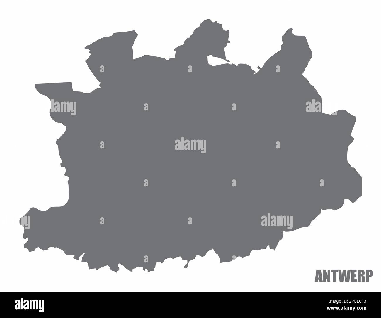 Silhouette de carte d'Anvers isolée sur fond blanc Illustration de Vecteur