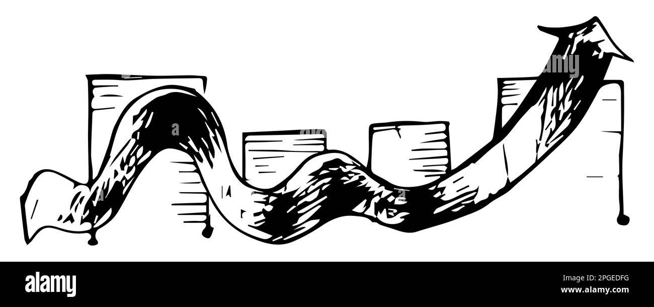 Illustration avec indicateurs économiques et flèche vers le haut. Illustration de Vecteur