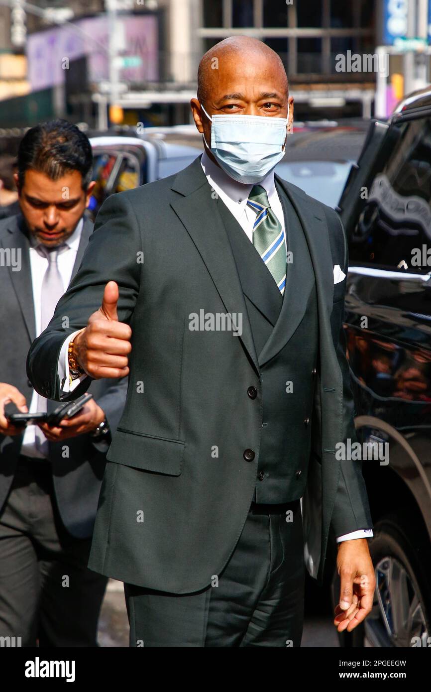 Le maire de New York, Eric Adams, arrive au spectacle « Good Morning America » sur 22 mars 2023 à New York. Credit: Brésil photo Press/Alamy Live News Banque D'Images