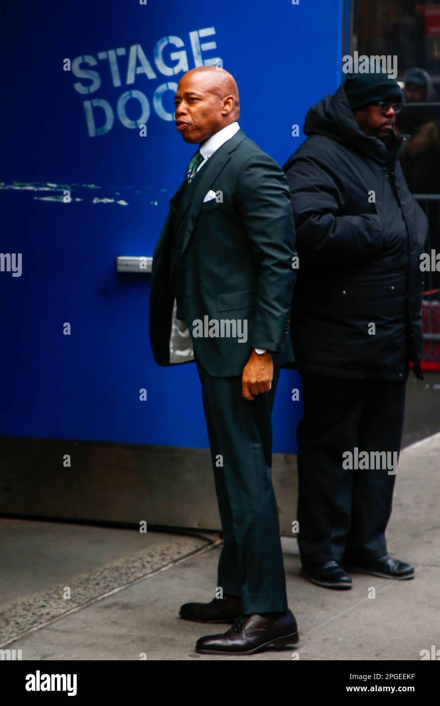 Le maire de New York, Eric Adams, arrive au spectacle « Good Morning America » sur 22 mars 2023 à New York. Credit: Brésil photo Press/Alamy Live News Banque D'Images