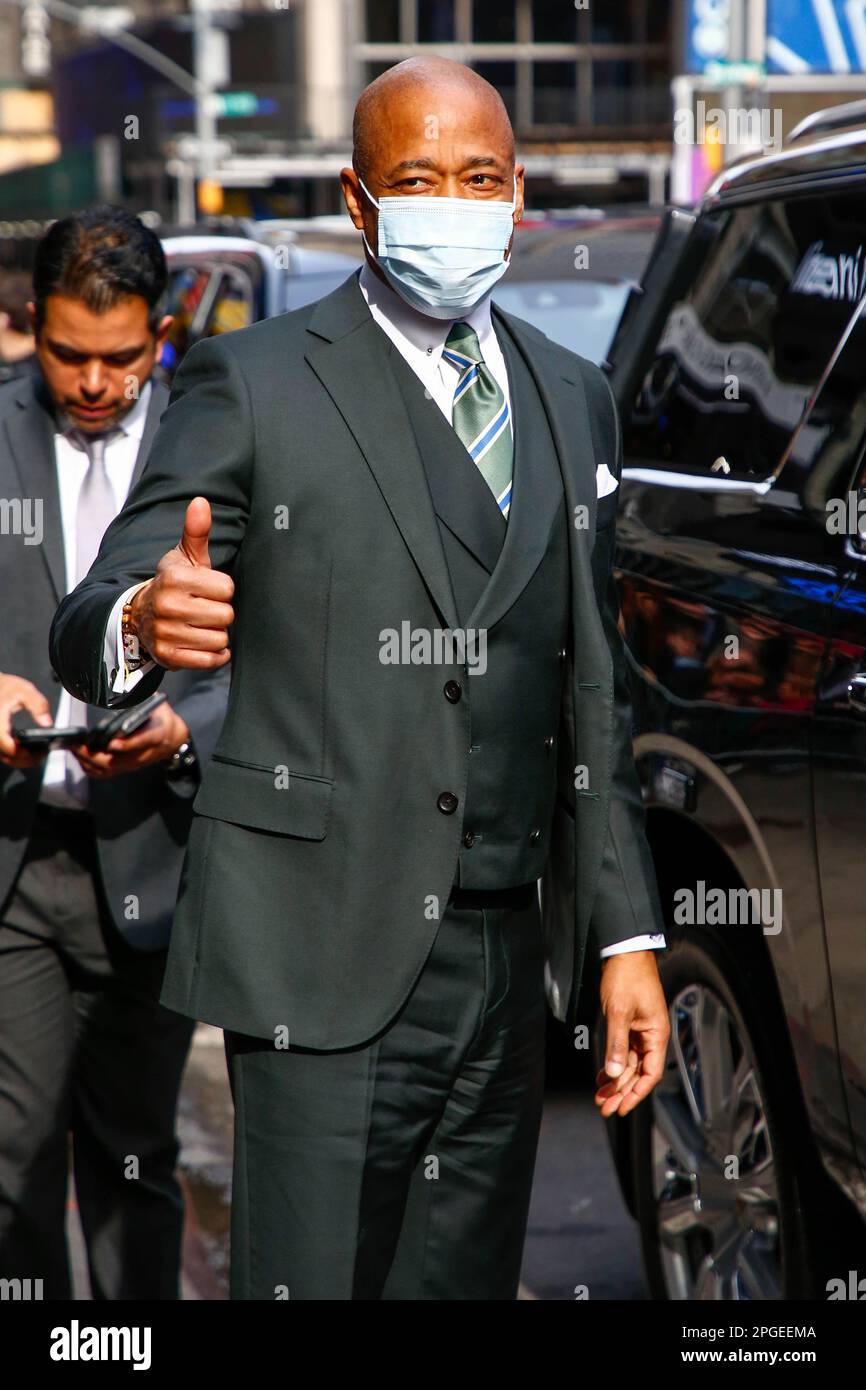 Le maire de New York, Eric Adams, arrive au spectacle « Good Morning America » sur 22 mars 2023 à New York. Credit: Brésil photo Press/Alamy Live News Banque D'Images