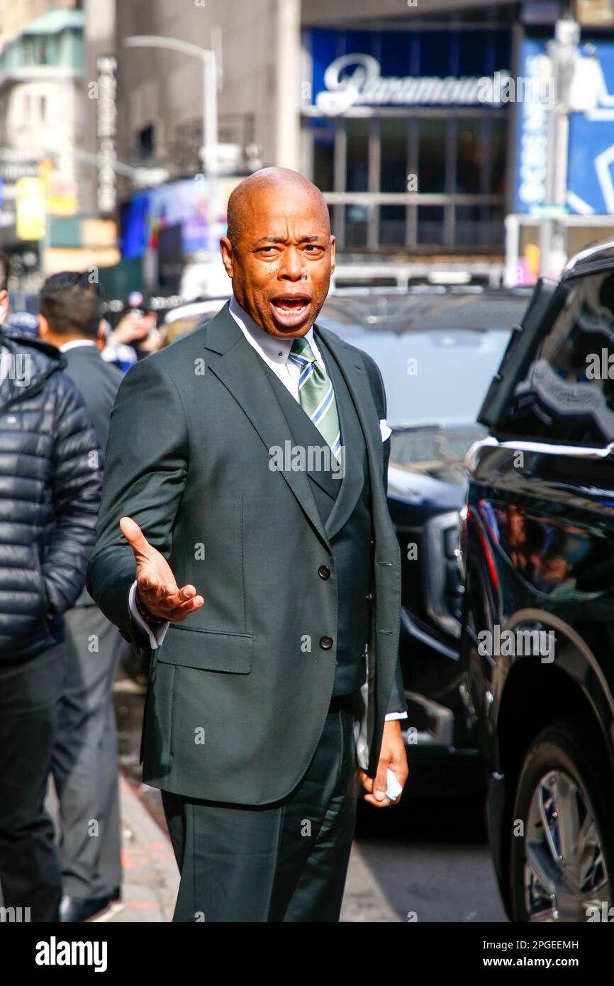 Le maire de New York, Eric Adams, arrive au spectacle « Good Morning America » sur 22 mars 2023 à New York. Credit: Brésil photo Press/Alamy Live News Banque D'Images