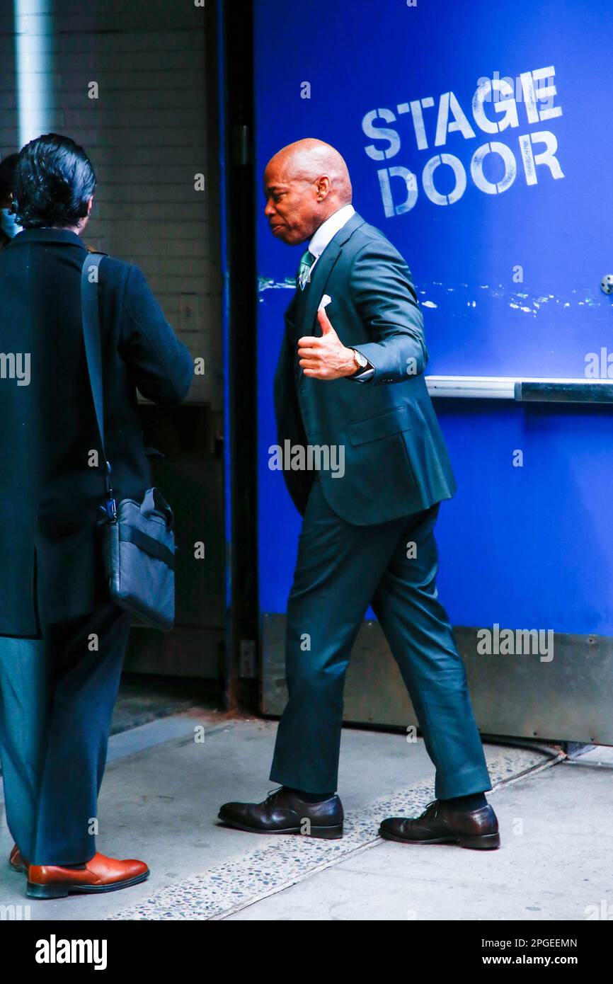 Le maire de New York, Eric Adams, arrive au spectacle « Good Morning America » sur 22 mars 2023 à New York. Credit: Brésil photo Press/Alamy Live News Banque D'Images