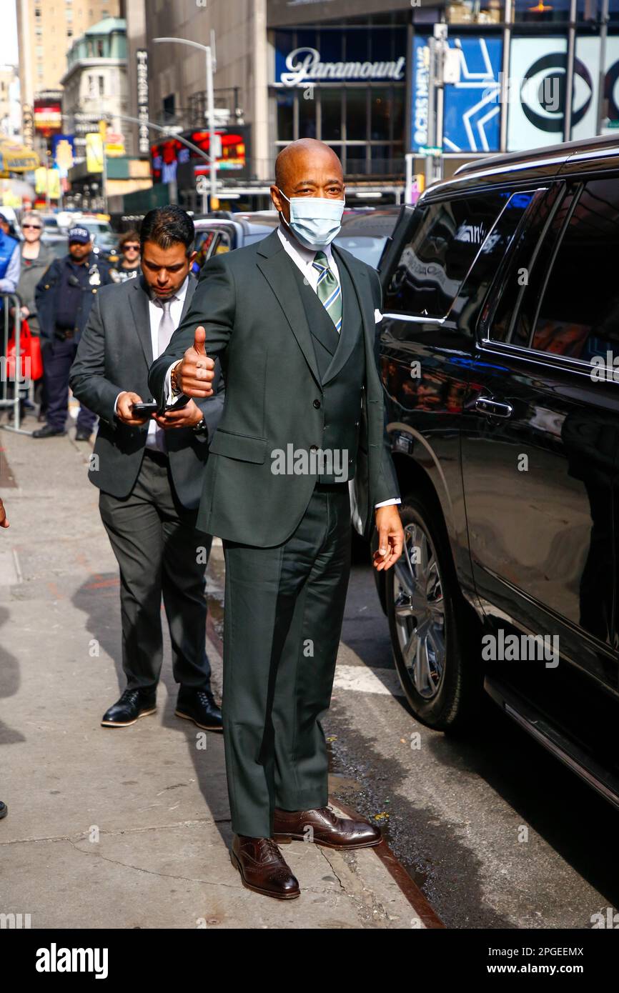 Le maire de New York, Eric Adams, arrive au spectacle « Good Morning America » sur 22 mars 2023 à New York. Credit: Brésil photo Press/Alamy Live News Banque D'Images