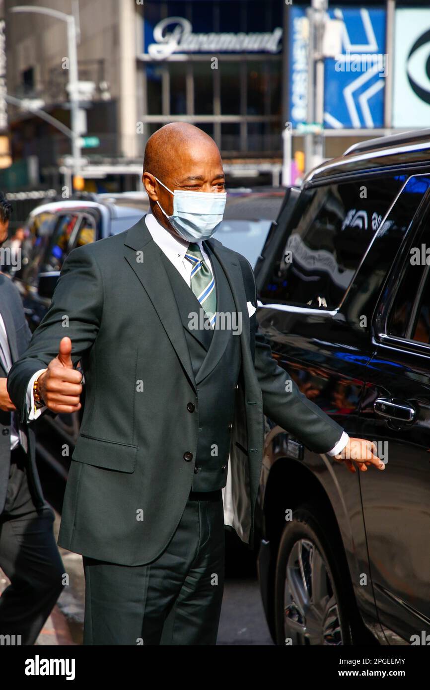 Le maire de New York, Eric Adams, arrive au spectacle « Good Morning America » sur 22 mars 2023 à New York. Credit: Brésil photo Press/Alamy Live News Banque D'Images