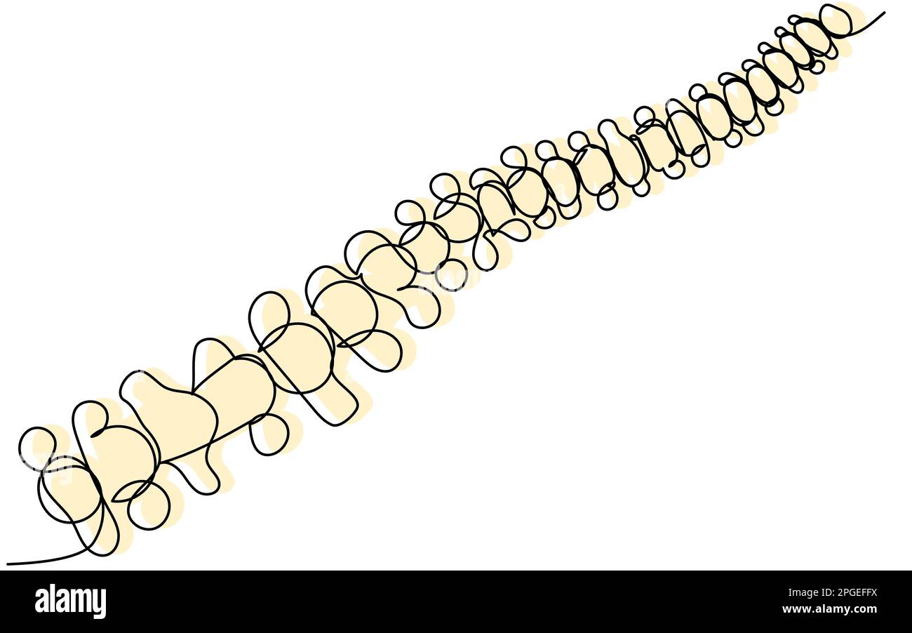 Colonne vertébrale sur une ligne avec une silhouette jaune sur un fond blanc. Illustration de Vecteur