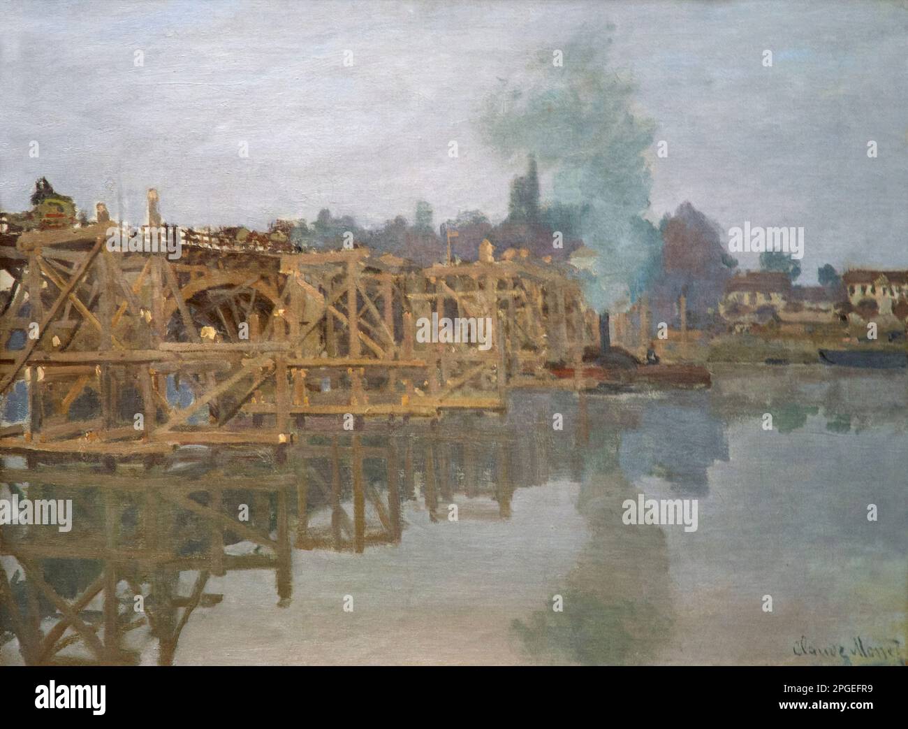 Pont routier à Argenteuil, en réparation, Claude Monet, 1872, Musée Fitzwilliam, Cambridge, Angleterre, Royaume-Uni, Banque D'Images