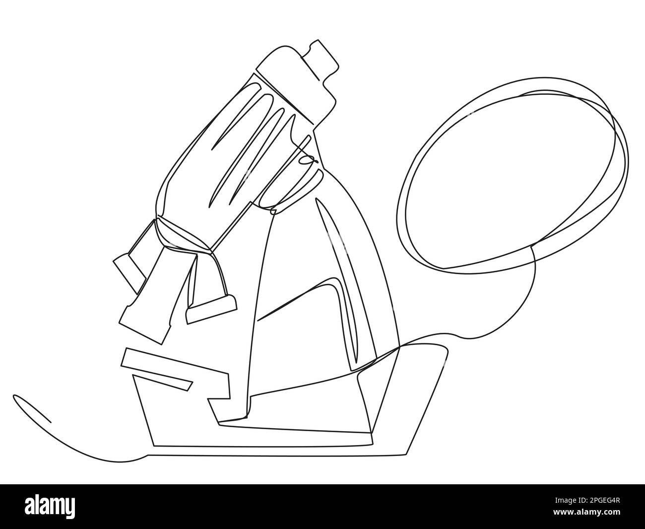Microscope en une ligne avec une bulle de dialogue Illustration de Vecteur