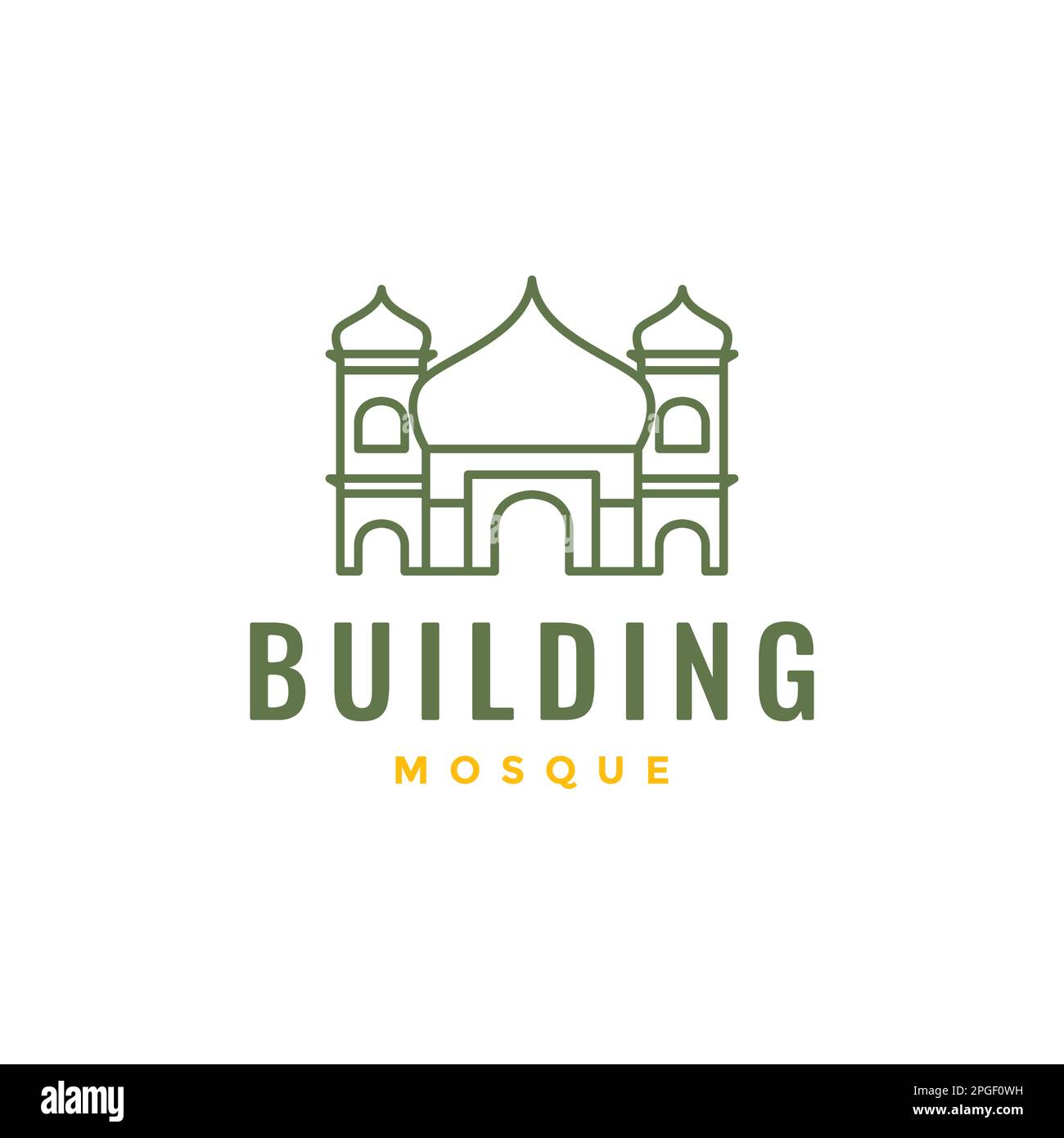 priez place mosquée dôme porte architecte ligne logo vecteur de conception Illustration de Vecteur