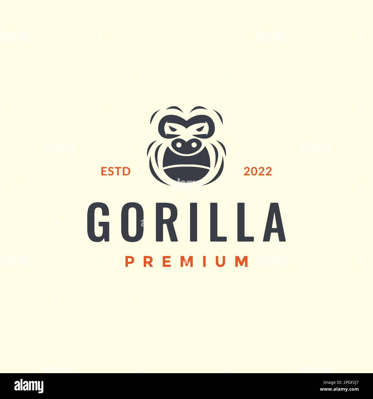 visage animal forêt faune gorilla scare hipster logo design vector Illustration de Vecteur
